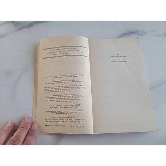 Main Street Sinclair Lewis Paperback - Picture 4 of 10